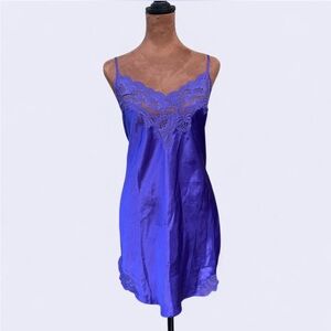 Vintage Victoria’s Secret Gold Label Purple Slip Dress w Lace Trim - Large